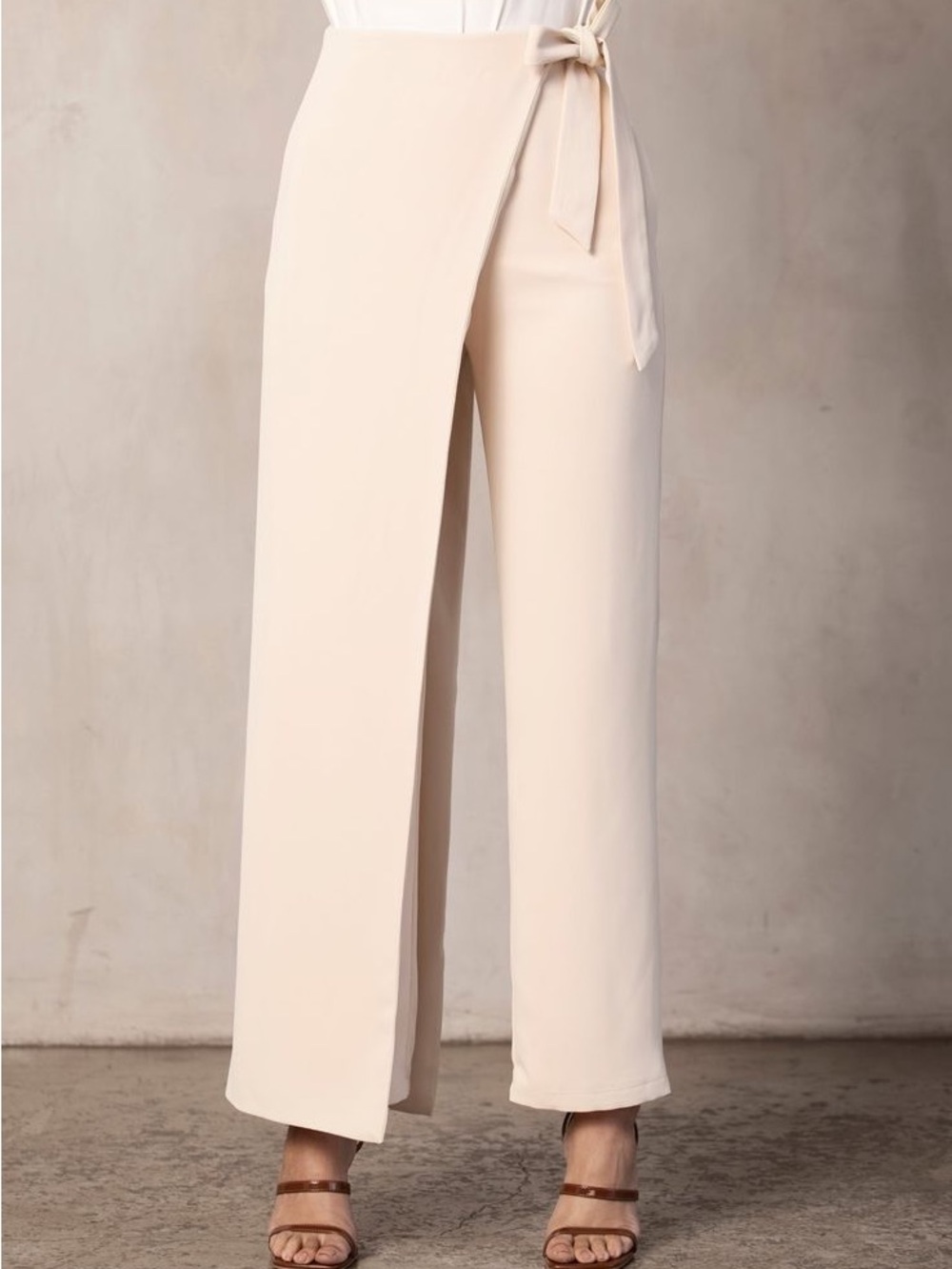 NWT | Veiled Collection Layla Cream Wrap-Front Straight Leg Pants